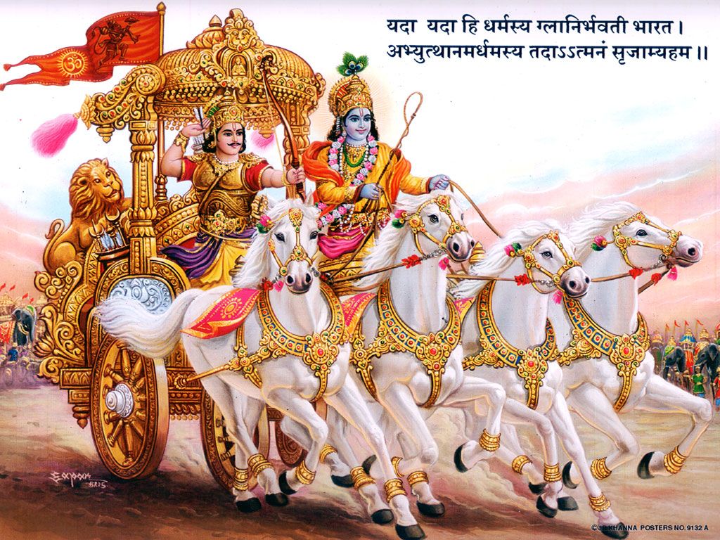 kishna and arjuna on chariot